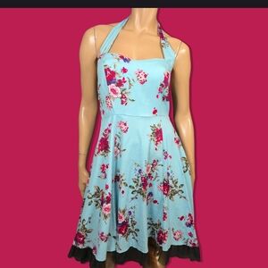 Y2K retro Betsey inspired cotton halter dress, size M